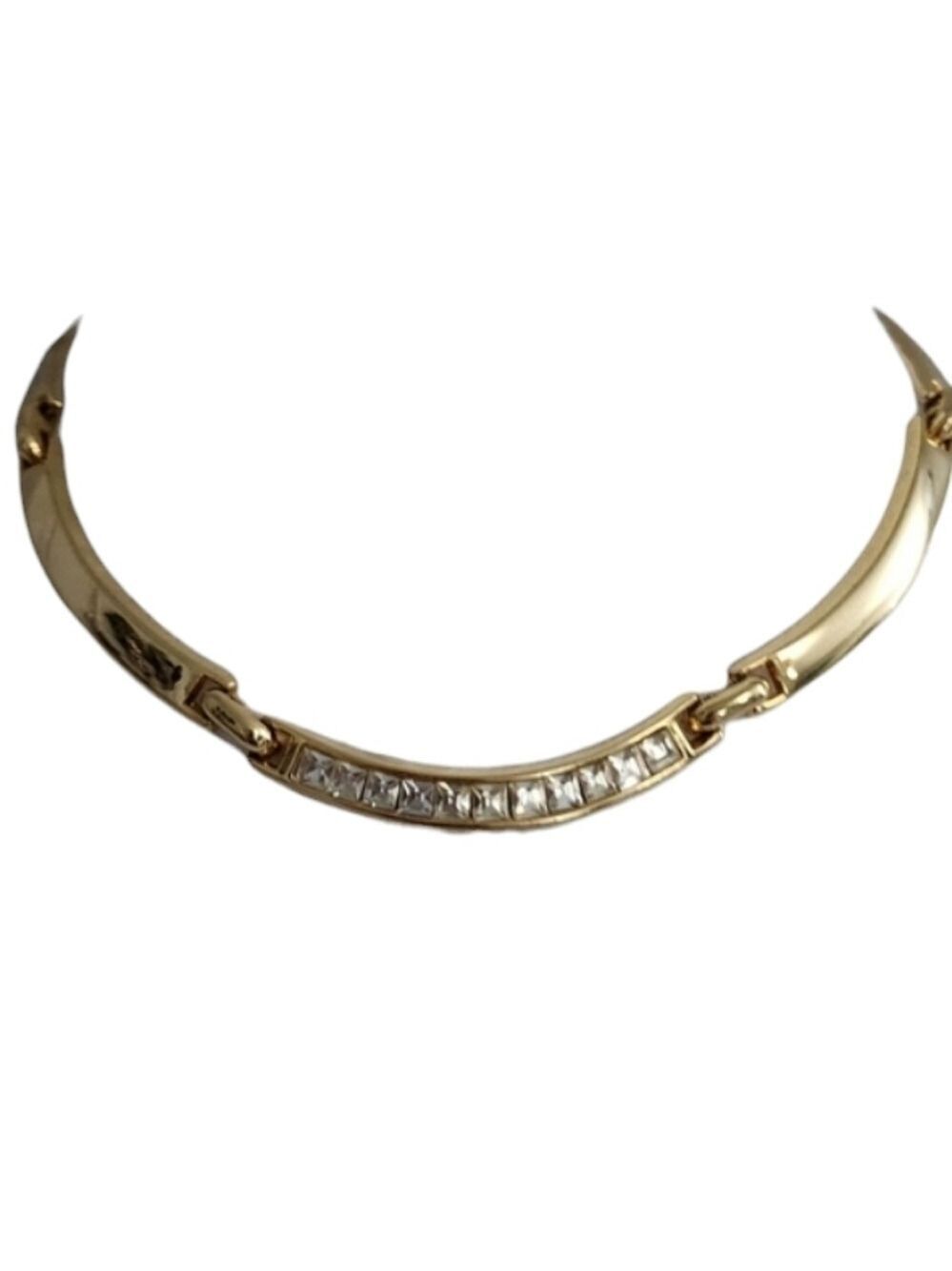 Elegant Goldtone Choker with Crystal Accents